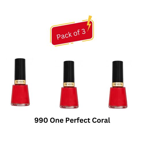Revlon Nail Polish Color 14.7 ml - 990 One Perfect Coral (Pack of 3)