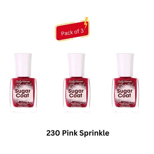 Sally Hansen Sugar Coat Textured Nail Color  11.8 ml - 230 Pink Sprinkle (Pack of 3)
