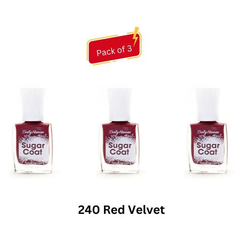 Sally Hansen Sugar Coat Textured Nail Color  11.8 ml - 240 Red Velvet (Pack of 3)