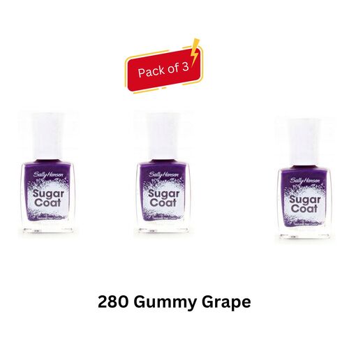 Sally Hansen Sugar Coat Textured Nail Color  11.8 ml - 280 Gummy Grape (Pack of 3)