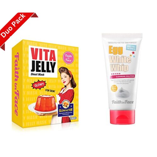Faith In Face Vita Jelly Sheet Mask ( 7 Pcs)+ Whip Cleansing Foam  150 ml