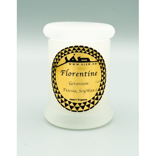 Sifr Luxury Scented Candle, Handpoured, 100% Soy Wax, Geranium, Freesia,  Natural Areomatherapy, Florentine Candle